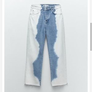 Zara high rise straight tie dye jeans